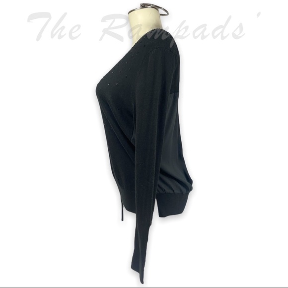 NWT Ann Taylor Black Embellished Sweater Size Medium - Picture 4 of 7